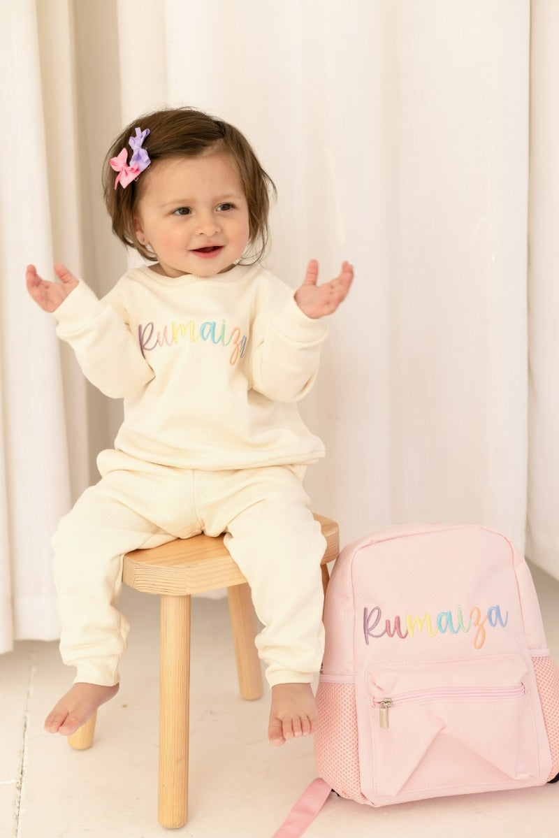 Rainbow itallic personalised name embroidered sweatshirt