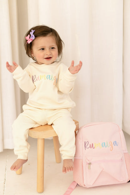 Rainbow itallic personalised name embroidered sweatshirt