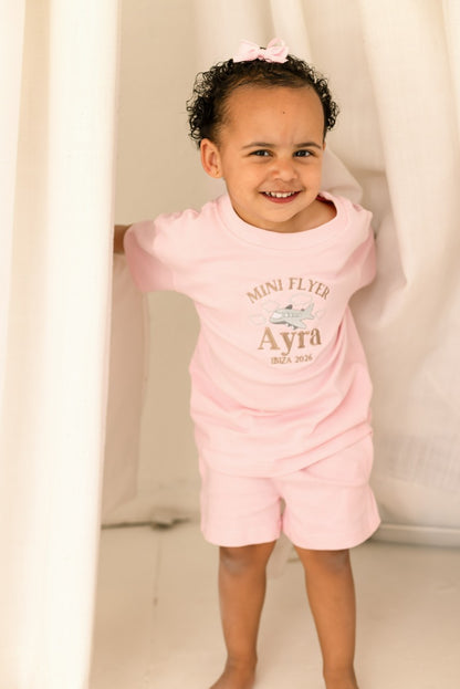 'Mini Flyer/ First Time Flyer' personalised name embroidered t shirt