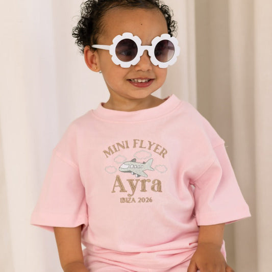 'Mini Flyer/ First Time Flyer' personalised name embroidered t shirt