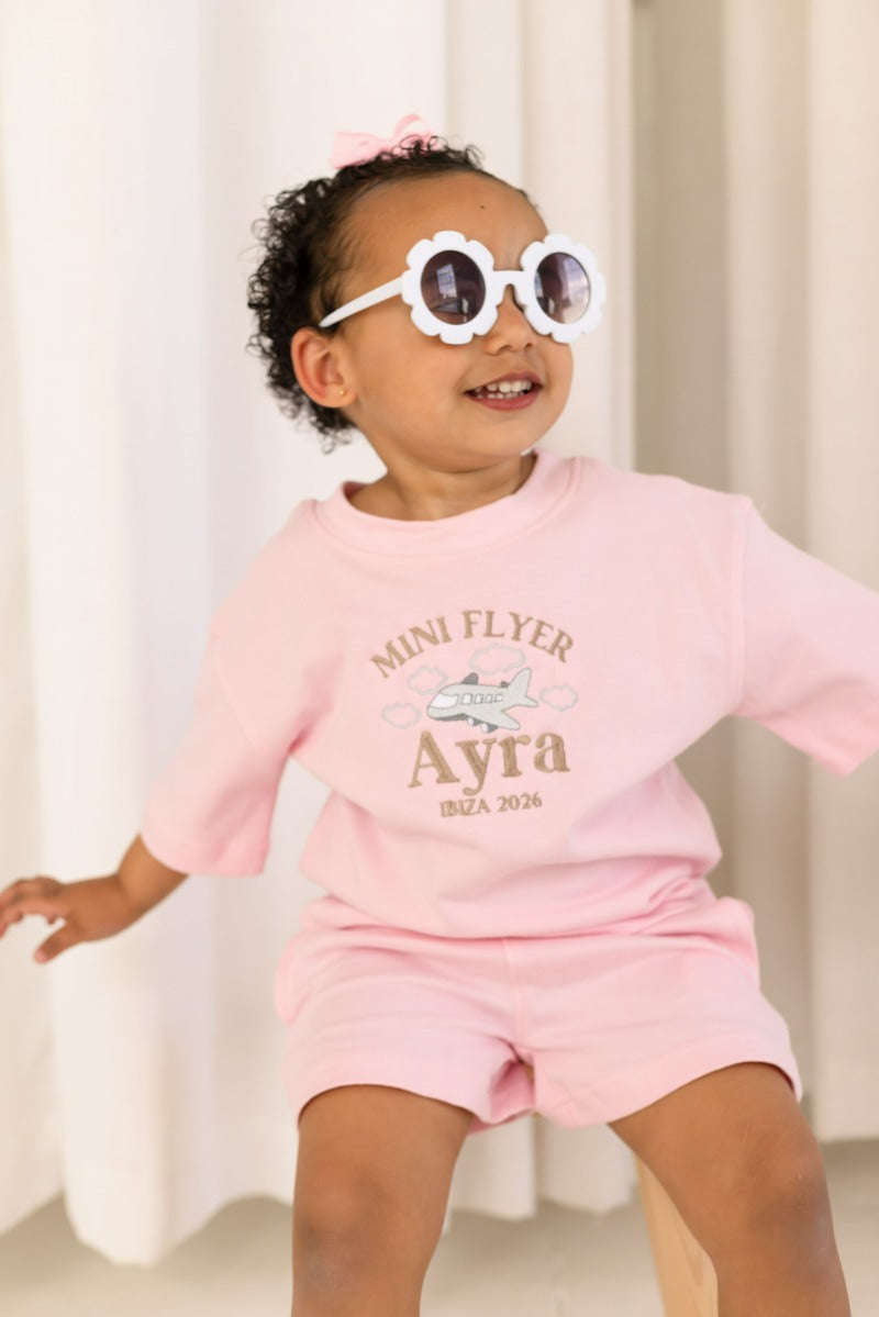 'Mini Flyer/ First Time Flyer' personalised name embroidered t shirt