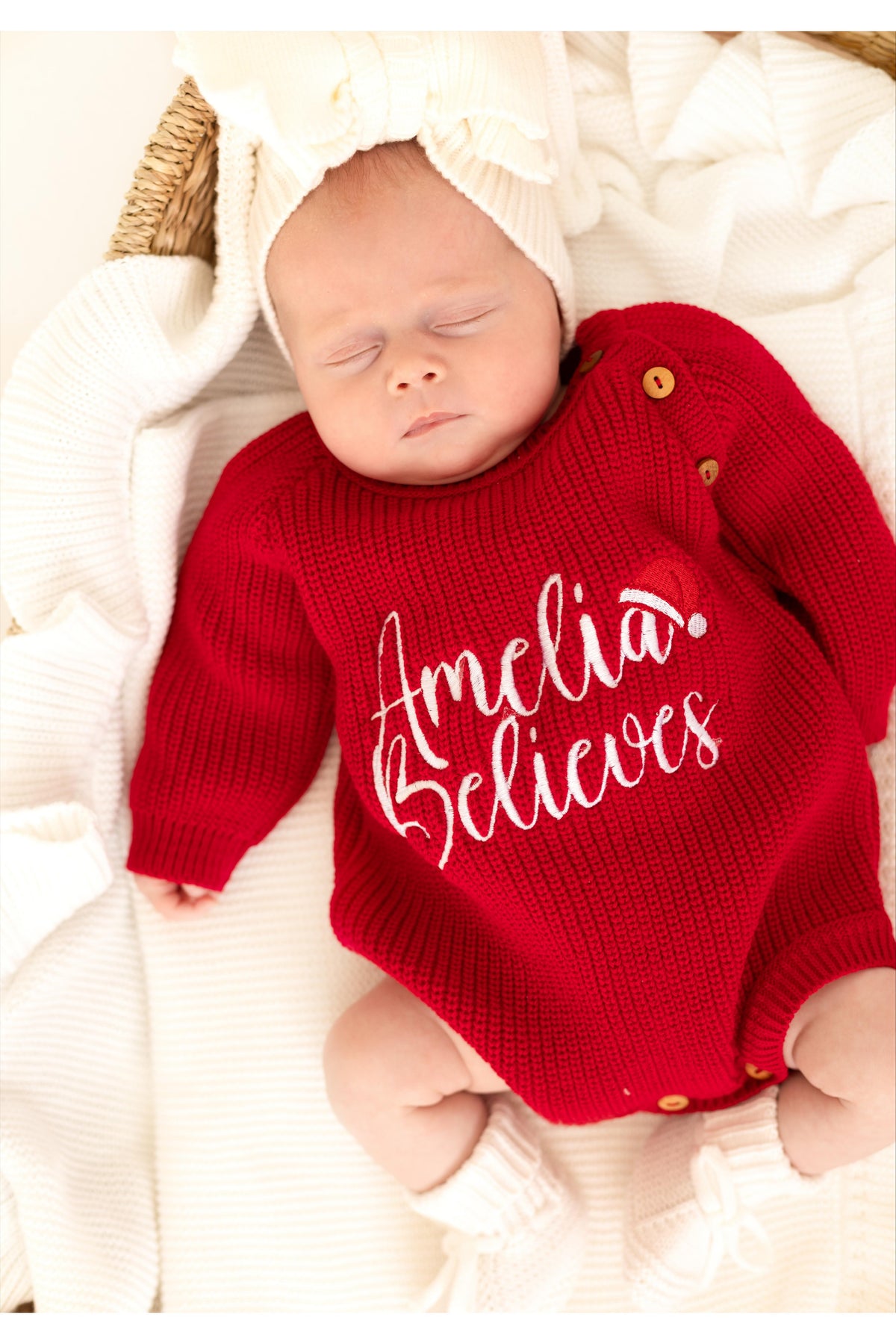 Believes Christmas Santa Hat Embroidered Personalised Romper