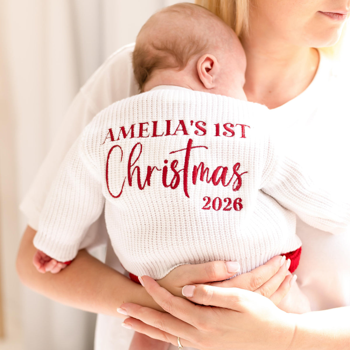 First Christmas 2026 Embroidered Personalised Knitted Cardigan