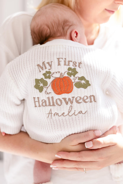 My First Halloween Embroidered Personalised Cardigan