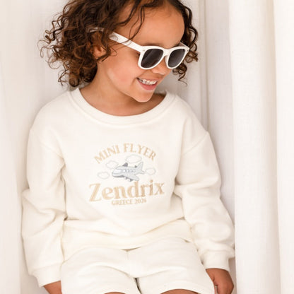 'Mini Flyer/ First Time Flyer' personalised name embroidered holiday sweatshirt