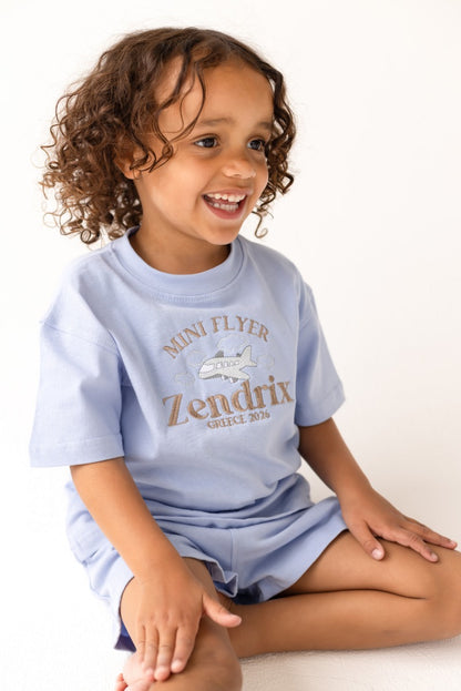 'Mini Flyer/ First Time Flyer' personalised name embroidered t shirt