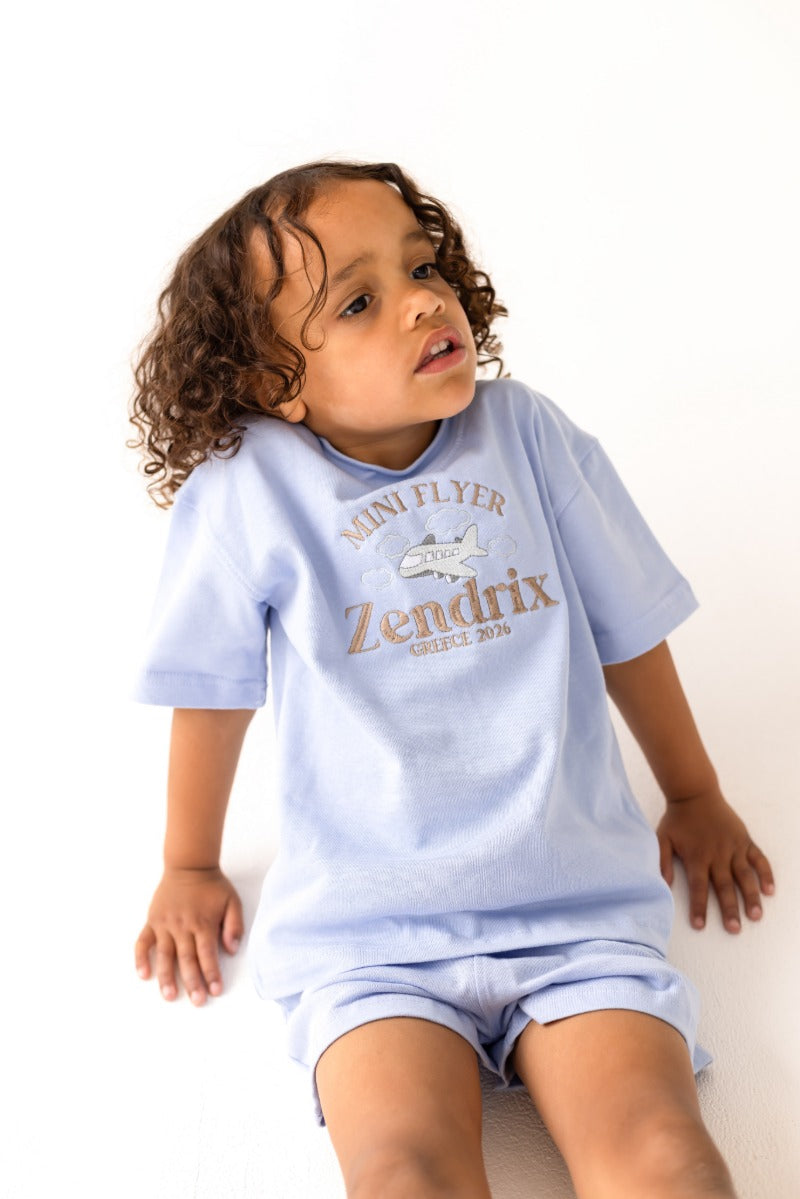 'Mini Flyer/ First Time Flyer' personalised name embroidered t shirt