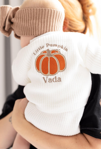 Little Pumpkin Embroidered Personalised Cardigan