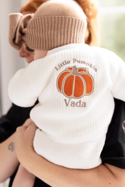 Little Pumpkin Embroidered Personalised Cardigan