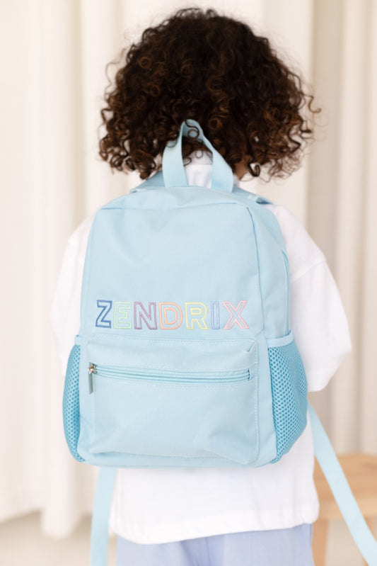 Personalised Rainbow capitals embroidered Rucksack - Perfect for nursery