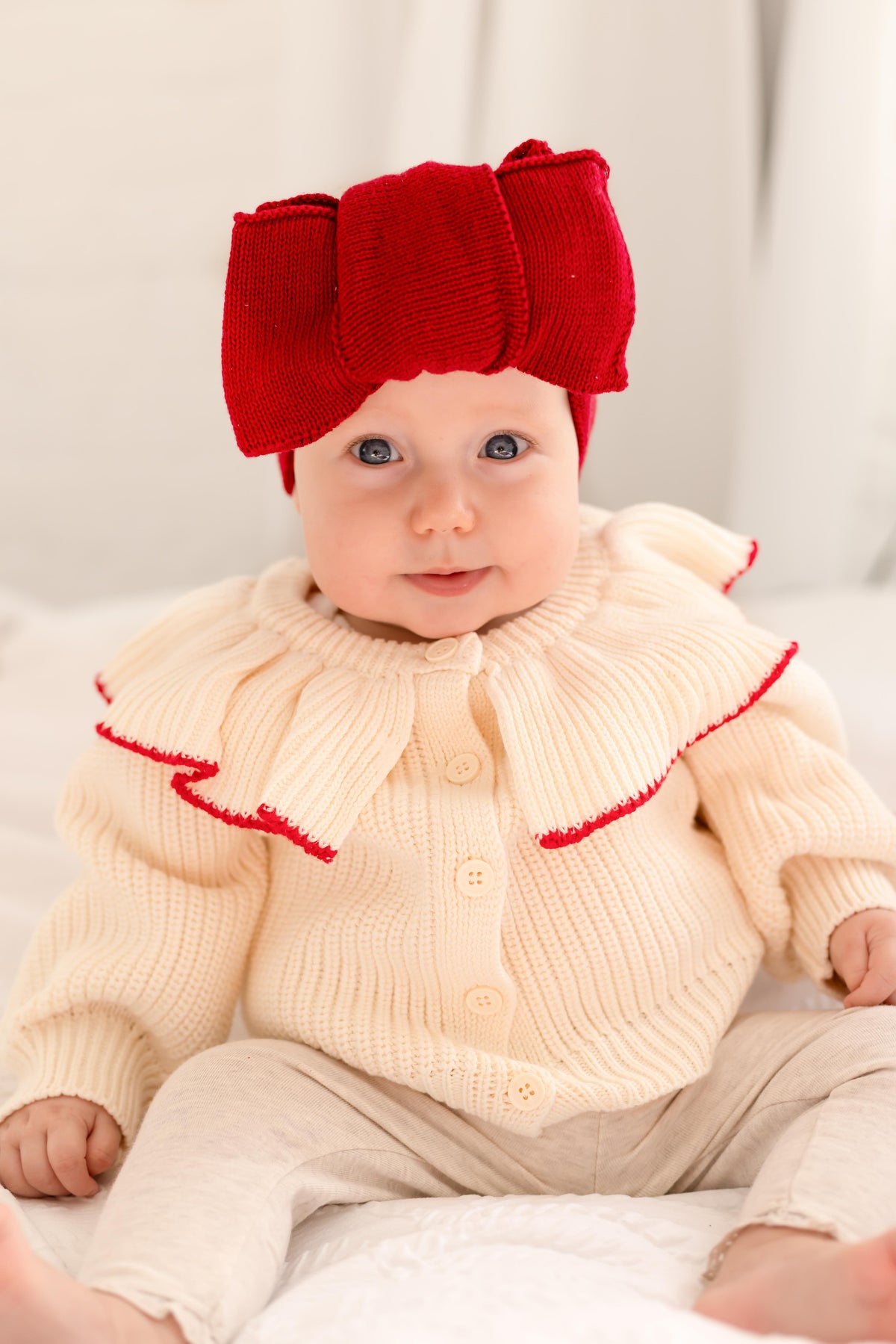 Personalised name Believes Contrast Frill Embroidered Knitted Cardigan
