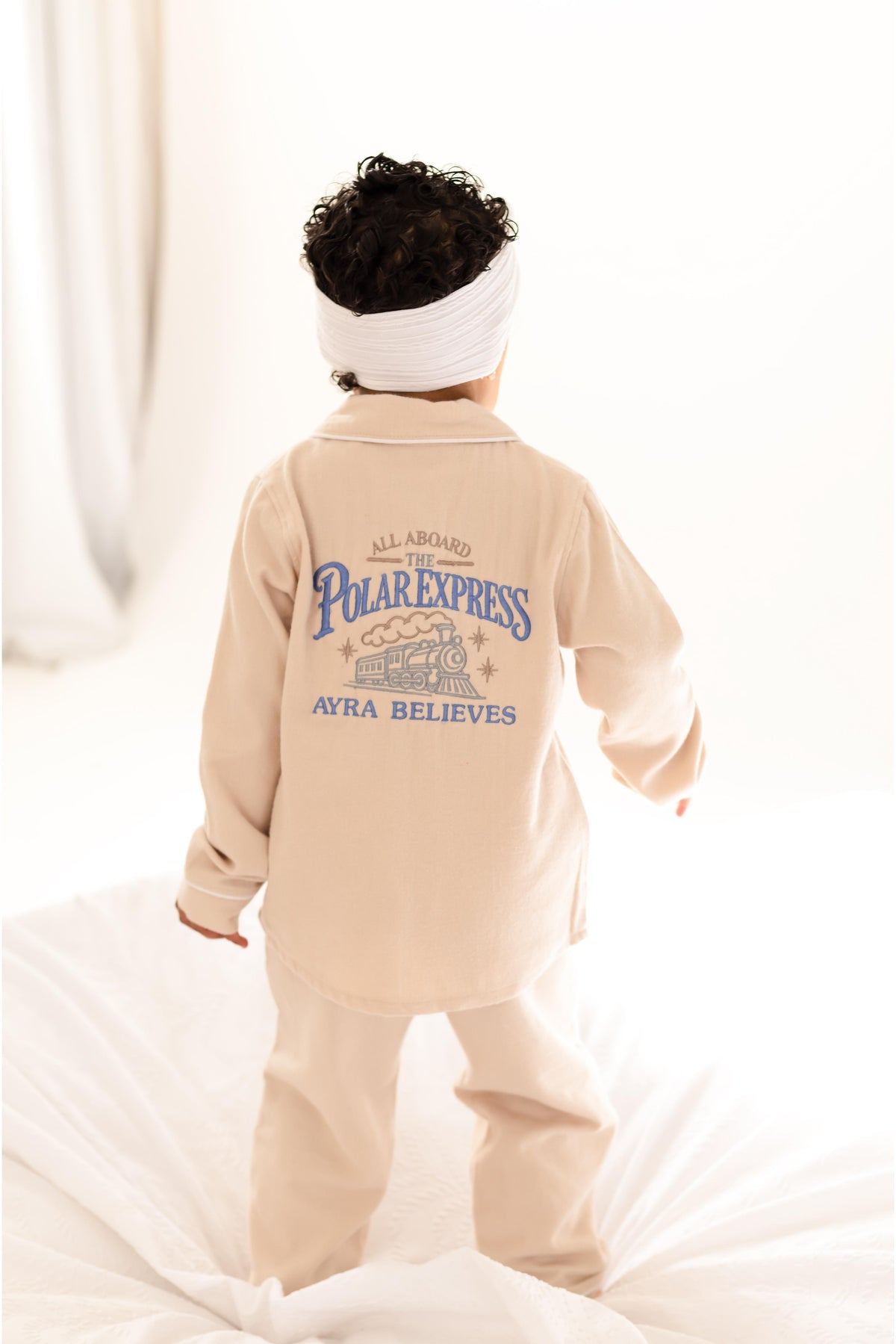 Polar Express embroidered back and front Personalised Pyjamas