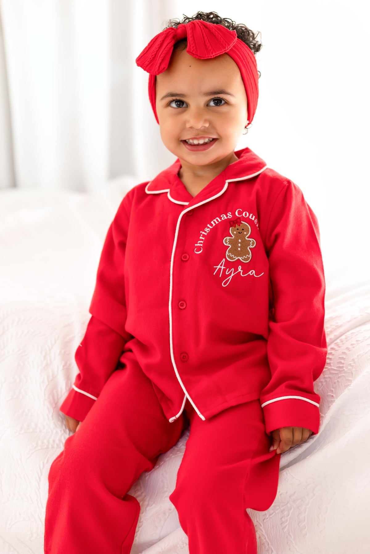 'Christmas Cousin Crew' personalised embroidered Gingerbread pyjamas