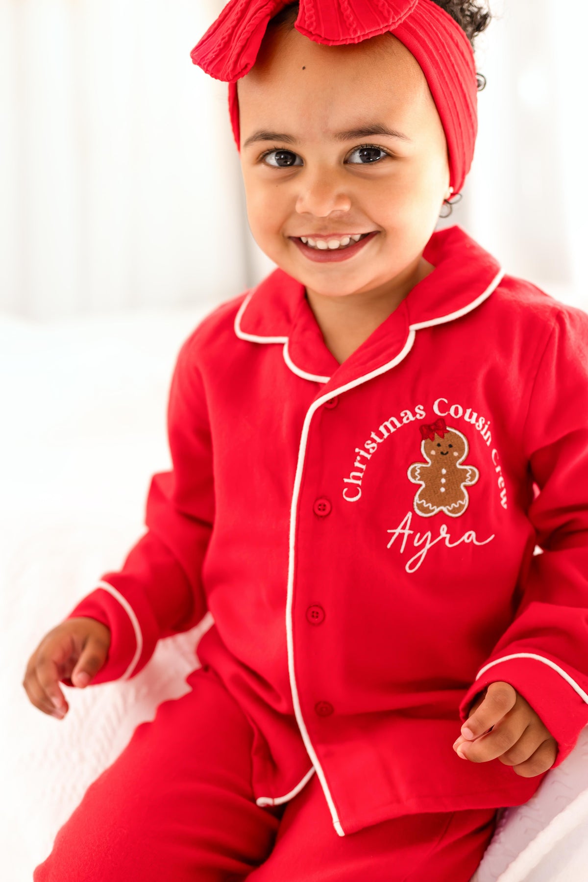 'Christmas Cousin Crew' personalised embroidered Gingerbread pyjamas