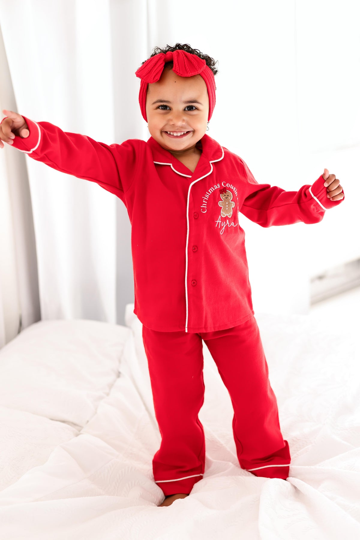 'Christmas Cousin Crew' personalised embroidered Gingerbread pyjamas