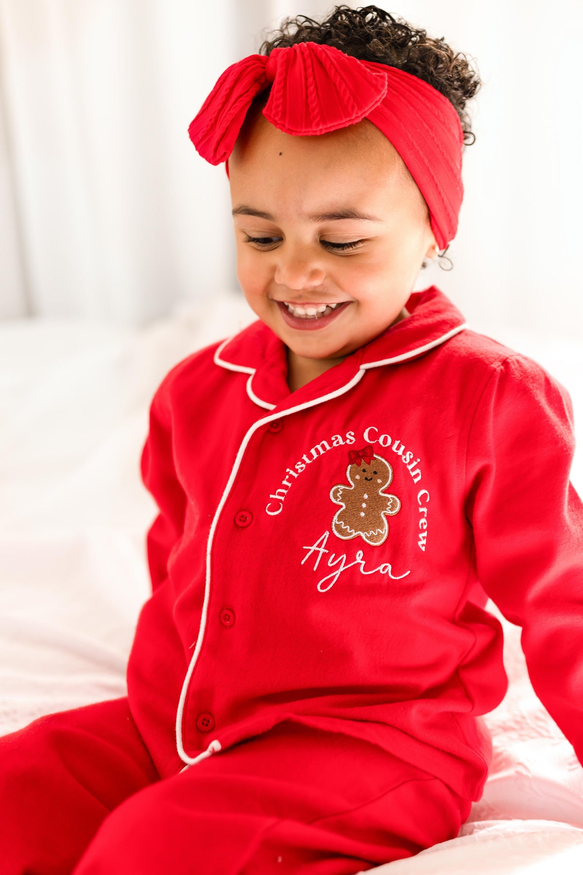 'Christmas Cousin Crew' personalised embroidered Gingerbread pyjamas