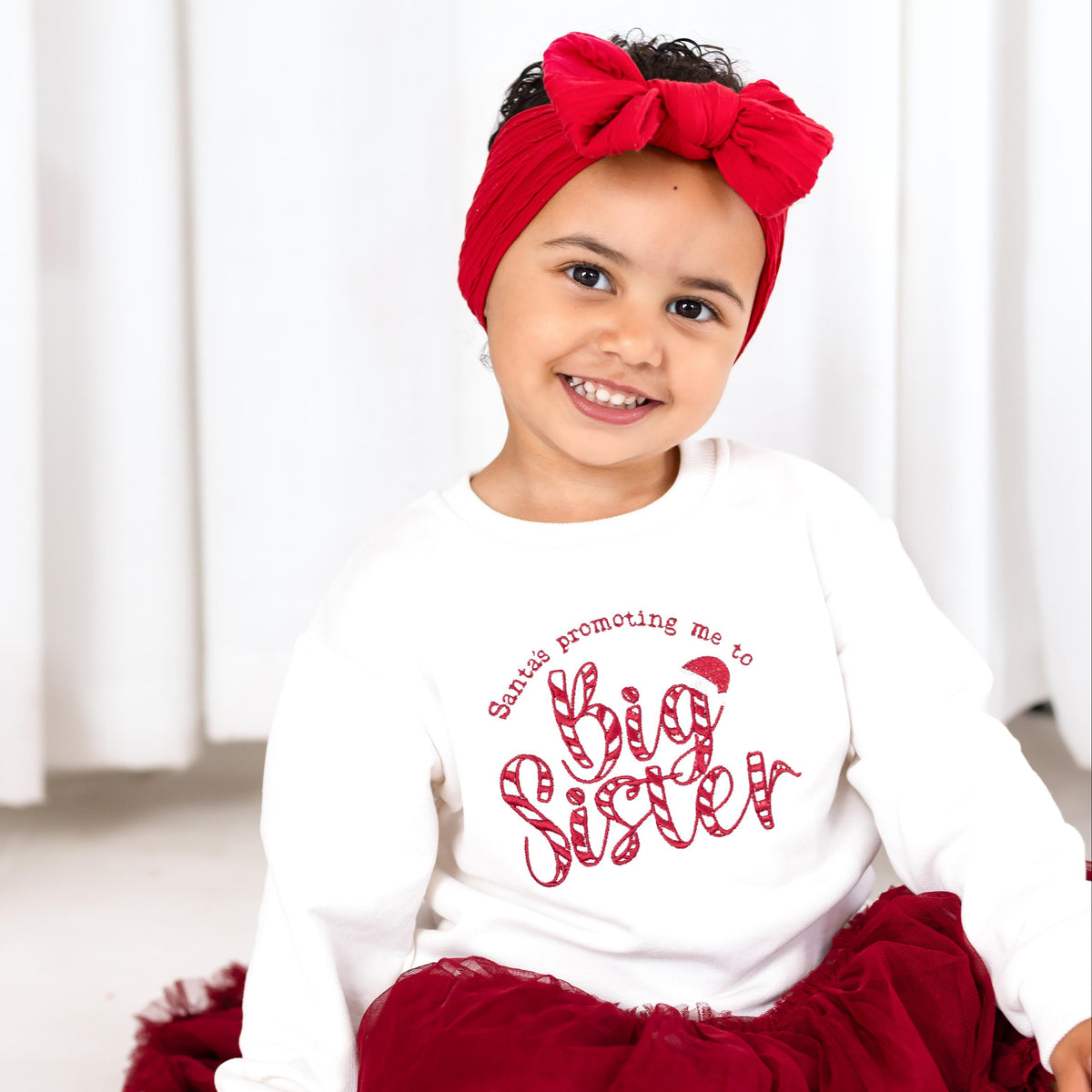'Santa's Promoting me' Big Brother/Big Sister New Baby Annoucement Embroidered Sweatshirt