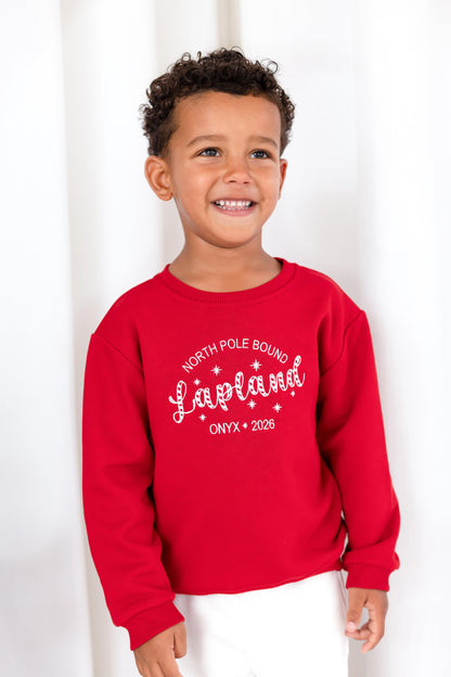 'North Pole Bound Lapland' Christmas Personalised Embroidered Sweatshirt