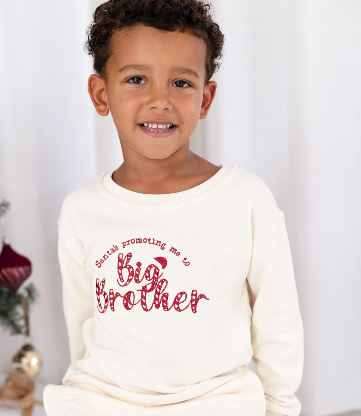 'Santa's Promoting me' Big Brother/Big Sister New Baby Annoucement Embroidered Sweatshirt