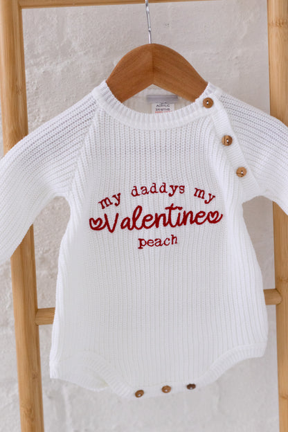 'My Daddy's My Valentine' Embroidered Personalised Romper
