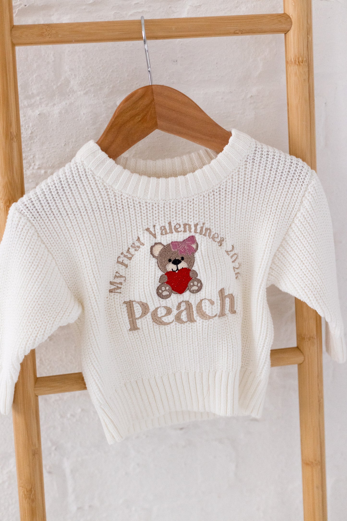 'My First Valentines' Bear Personalised Embroidered knitted jumper