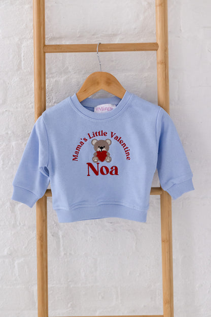 'My First Valentine's' bear personalised name embroidered sweatshirt
