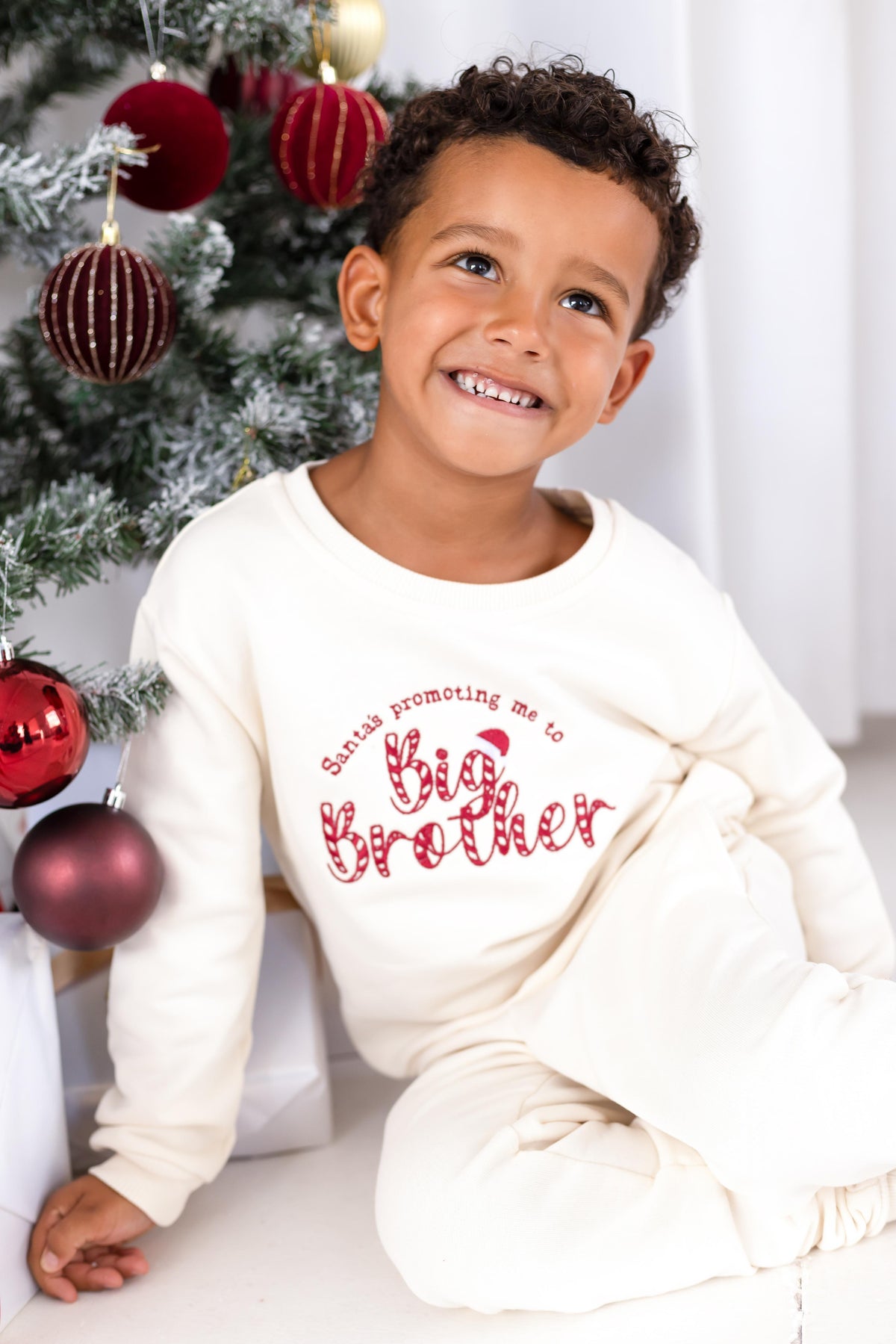 'Santa's Promoting me' Big Brother/Big Sister New Baby Annoucement Embroidered Sweatshirt