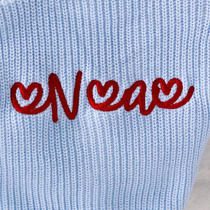 Valentines Heart Embroidered Personalised Romper