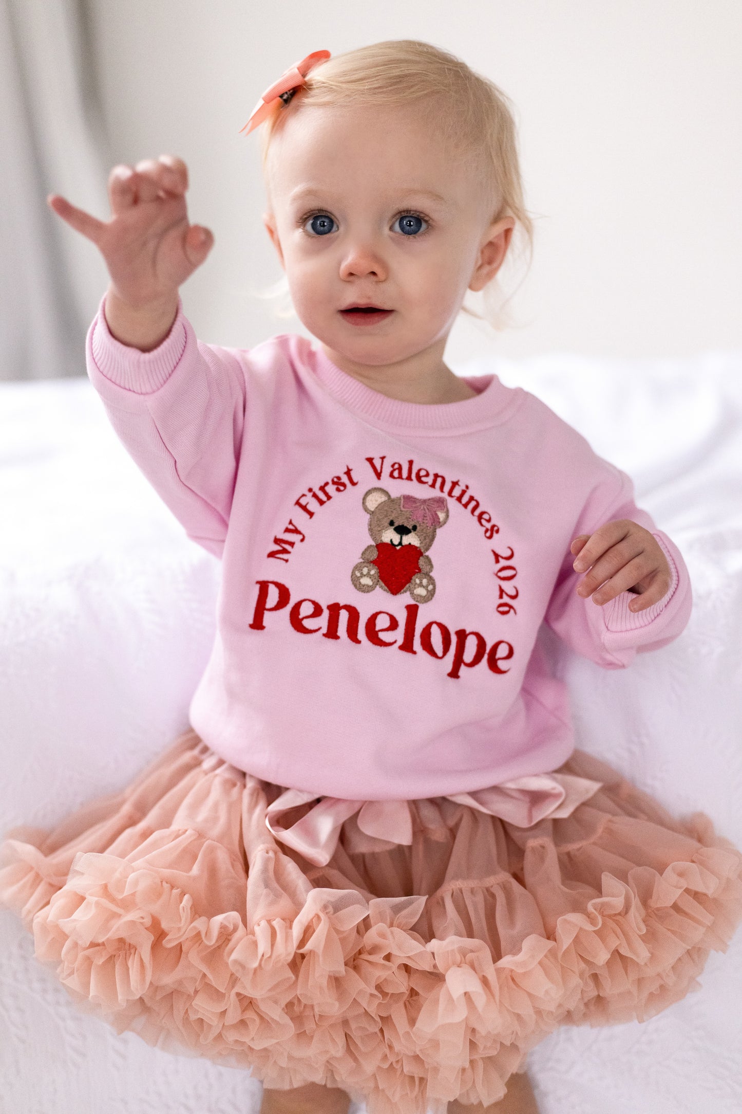 'My First Valentine's' bear personalised name embroidered sweatshirt