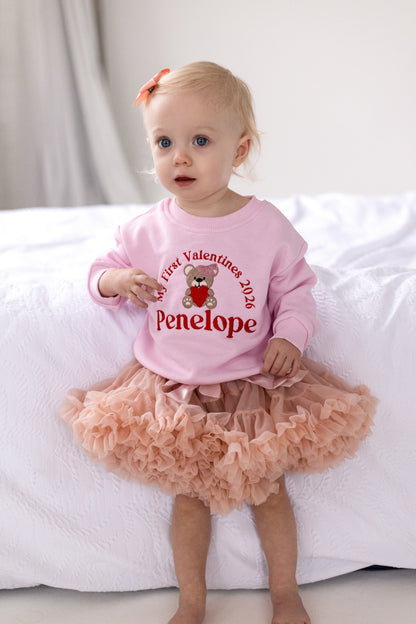 'My First Valentine's' bear personalised name embroidered sweatshirt