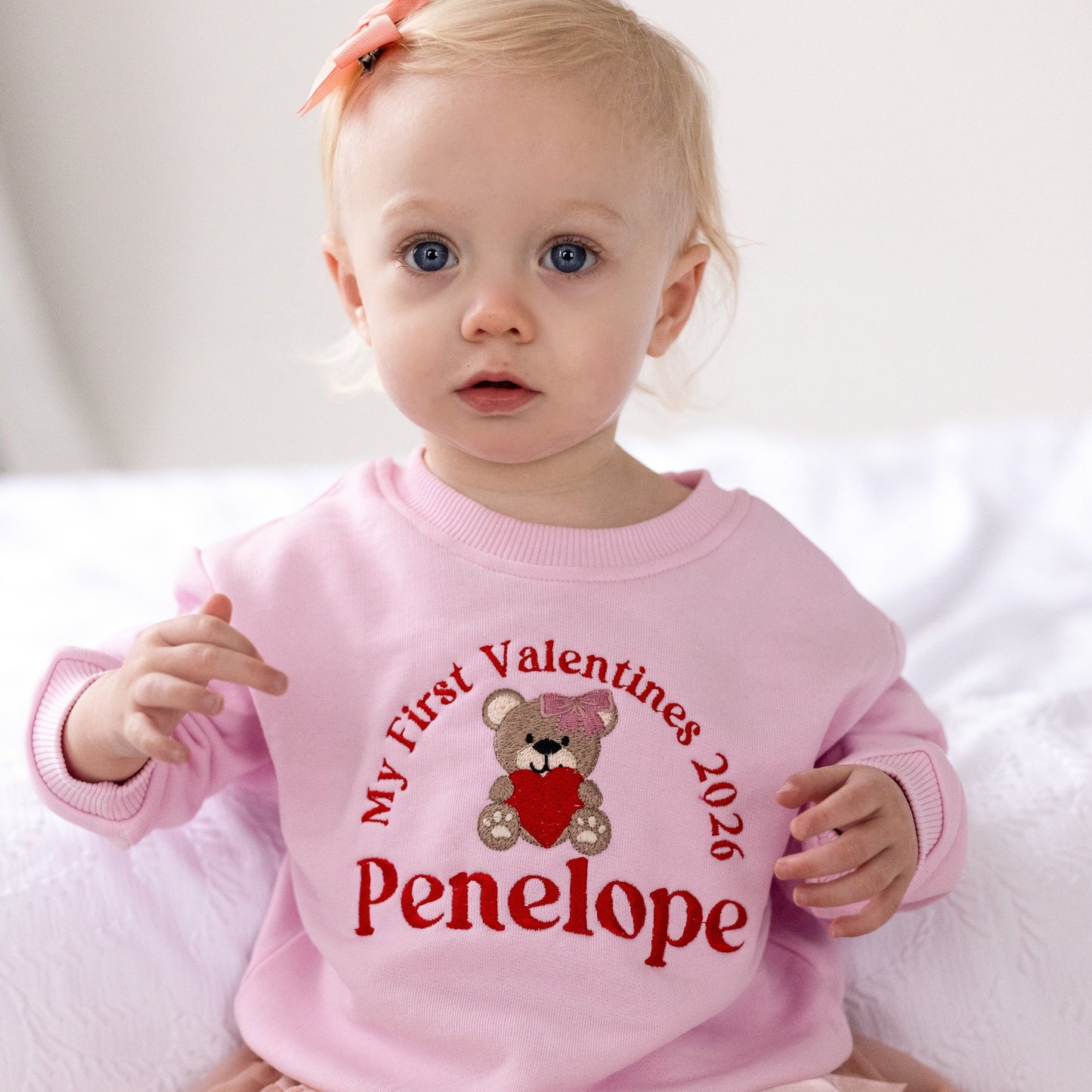 'My First Valentine's' bear personalised name embroidered sweatshirt