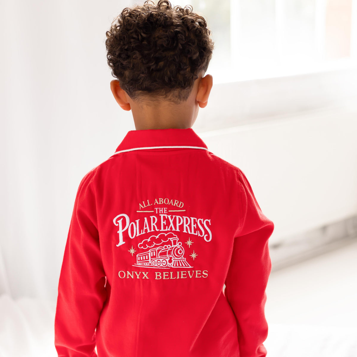 Polar Express embroidered back and front Personalised Pyjamas