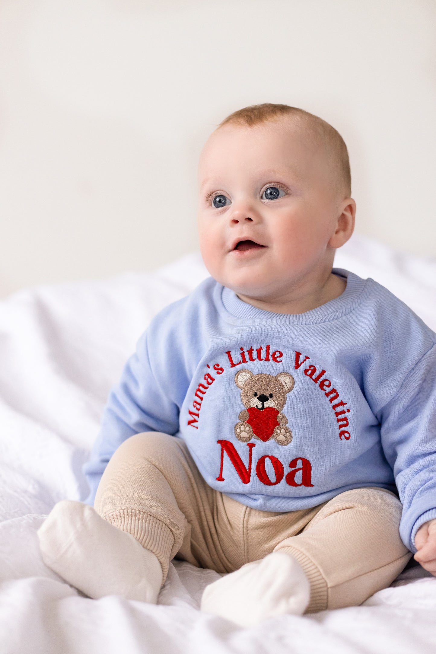 'Mama's Little Valentine' bear personalised name embroidered sweatshirt