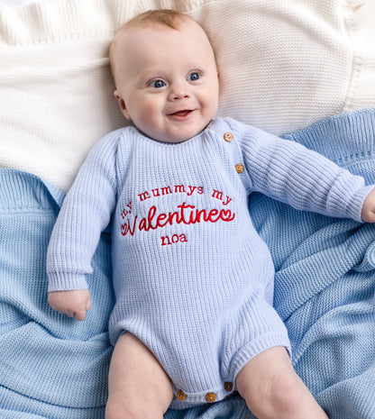 'My Mummy's My Valentine' Embroidered Personalised Romper