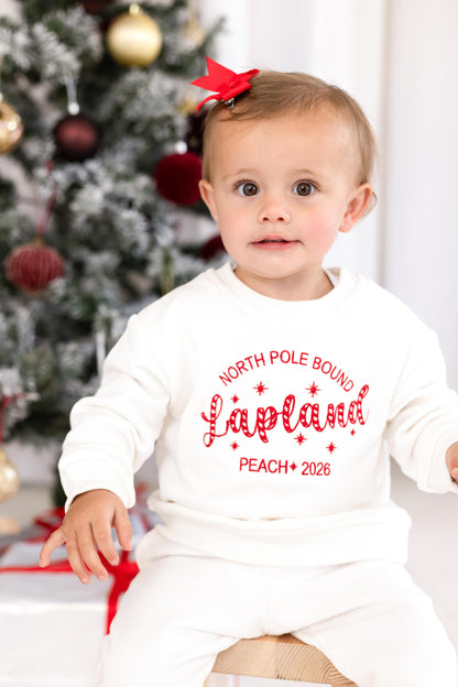 'North Pole Bound Lapland' Christmas Personalised Embroidered Sweatshirt
