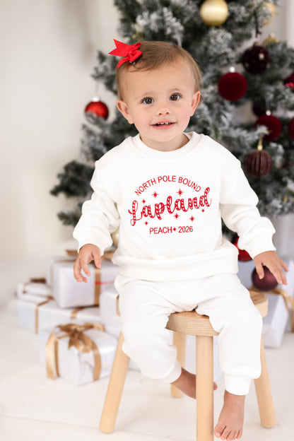 'North Pole Bound Lapland' Christmas Personalised Embroidered Sweatshirt