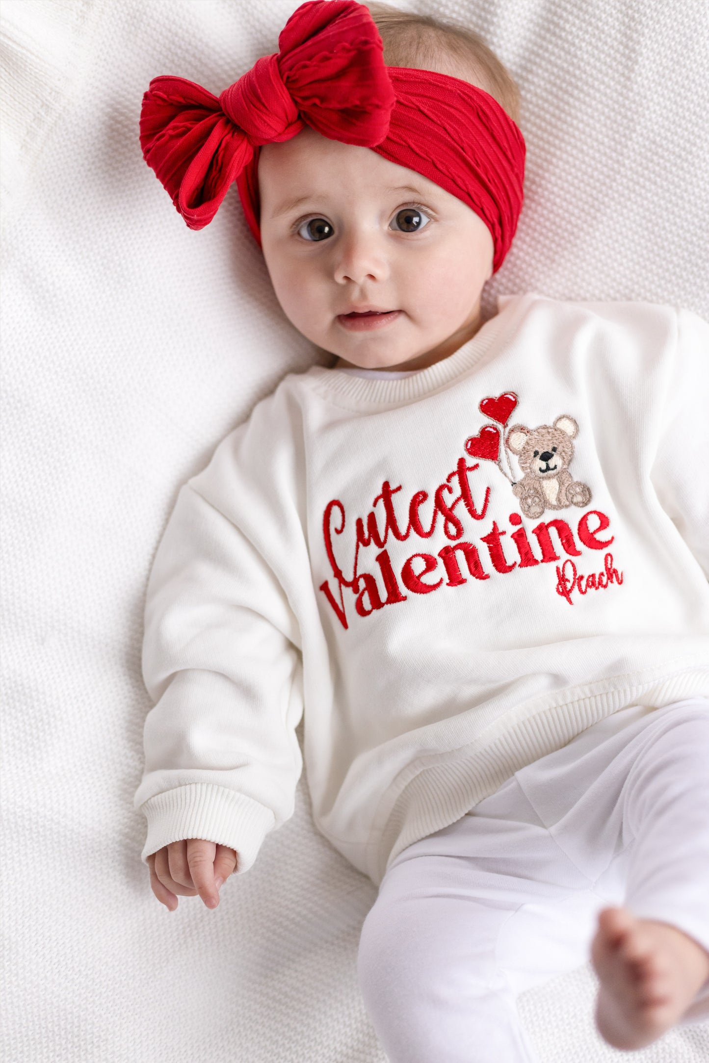 'Cutest Valentine' bear personalised name embroidered sweatshirt