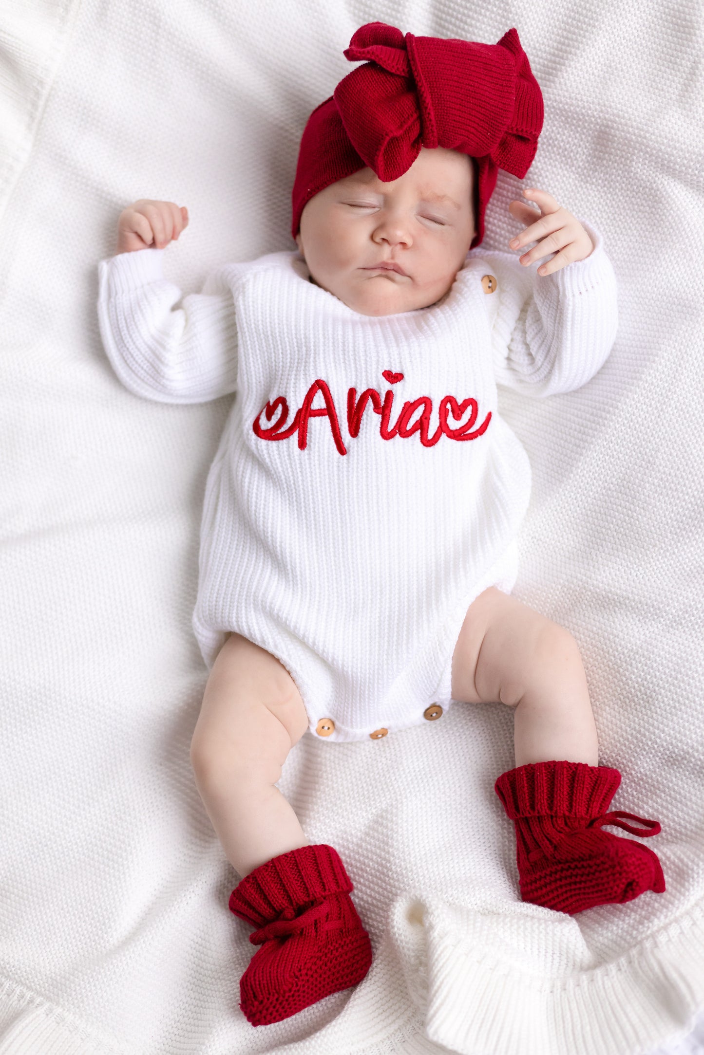 Valentines Heart Embroidered Personalised Romper