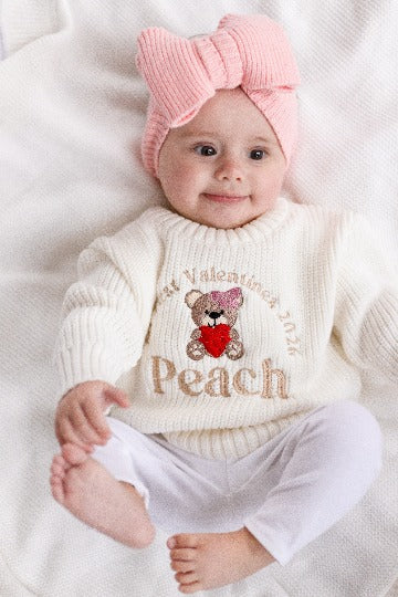 'My First Valentines' Bear Personalised Embroidered knitted jumper