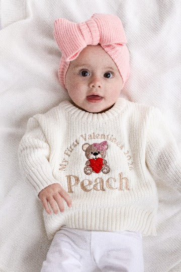 'My First Valentines' Bear Personalised Embroidered knitted jumper