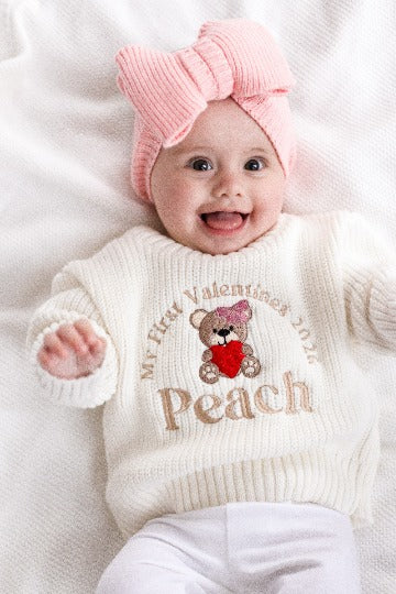 'My First Valentines' Bear Personalised Embroidered knitted jumper