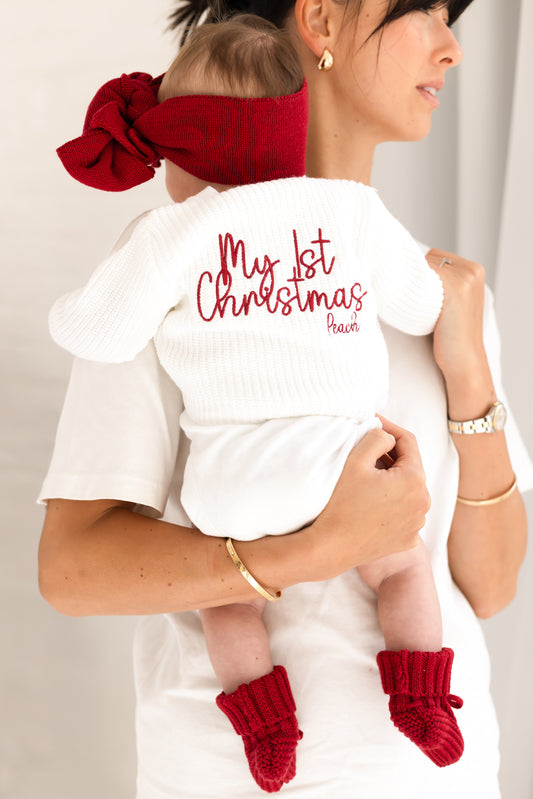 My First Christmas Embroidered Personalised Cardigan