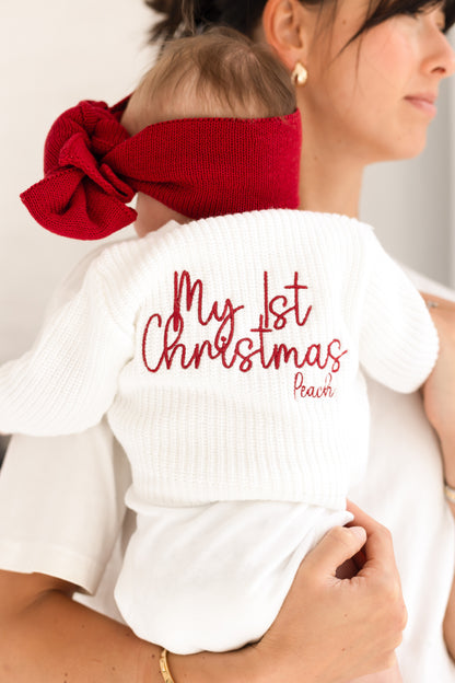 My First Christmas Embroidered Personalised Cardigan