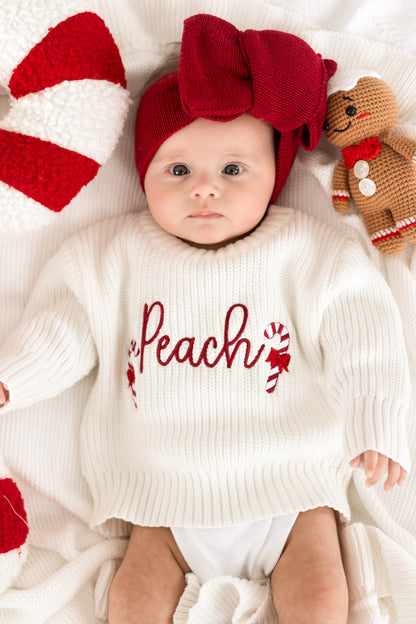 Christmas Personalised Candy Cane Knitted Jumper