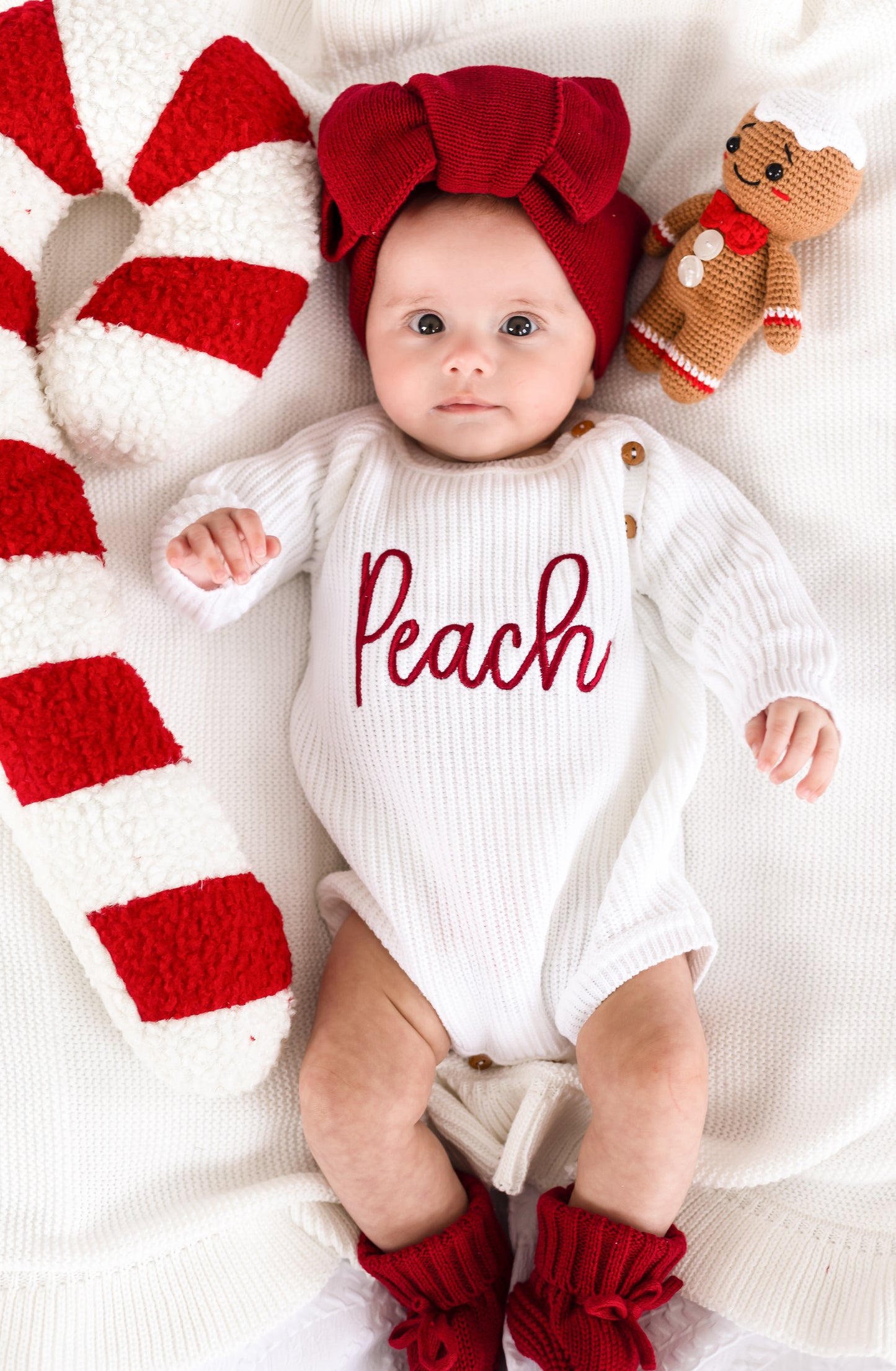White Christmas Embroidered Personalised Romper