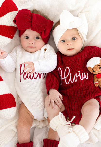 White Christmas Embroidered Personalised Romper