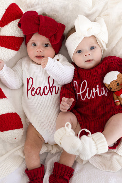 White Christmas Embroidered Personalised Romper