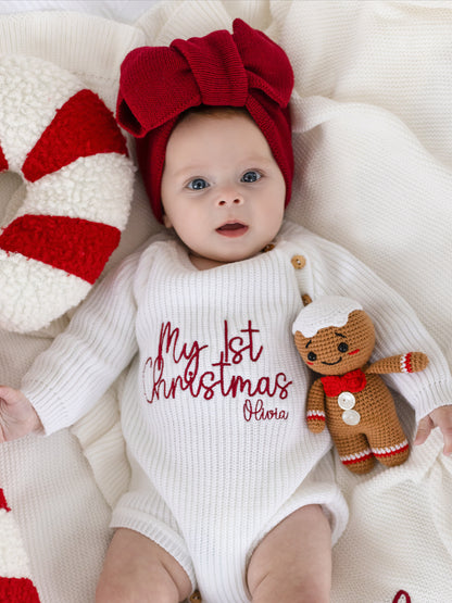 My First Christmas Embroidered Personalised Romper