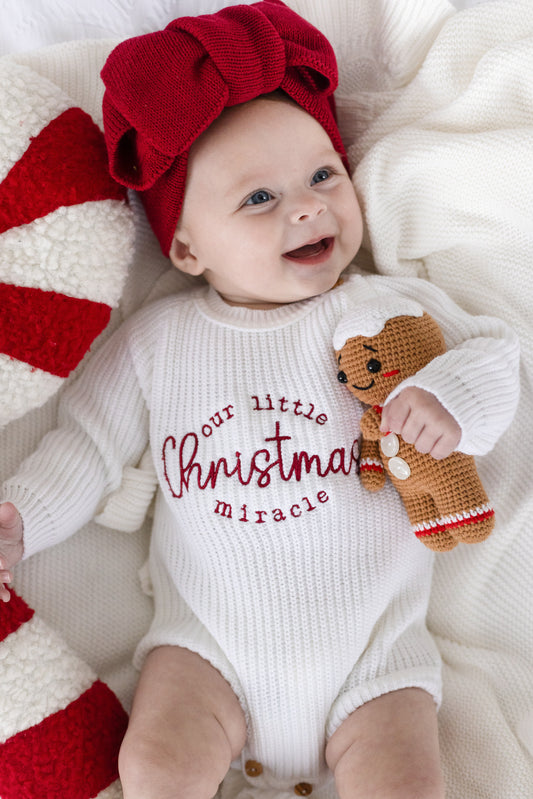 Our Little Christmas Miracle Embroidered Romper