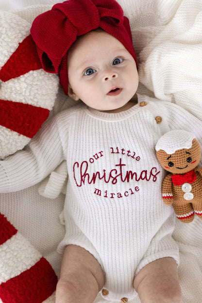 Our Little Christmas Miracle Embroidered Romper